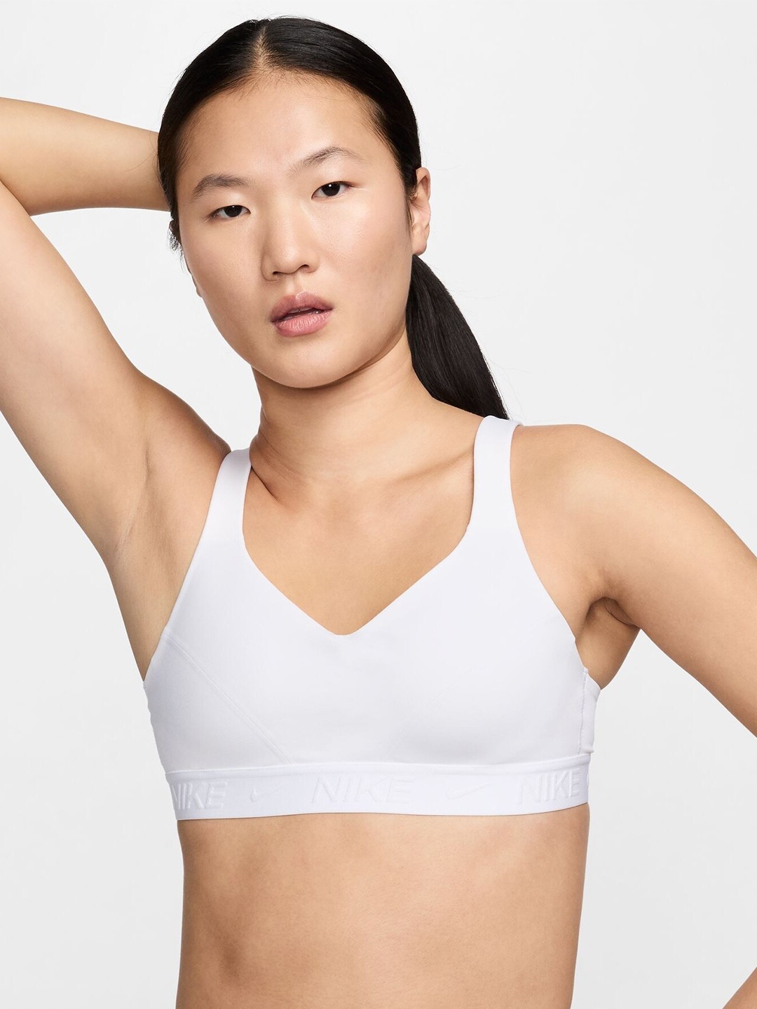 Nike Indy High-Support Women's Padded Adjustable Sports Bra, White
