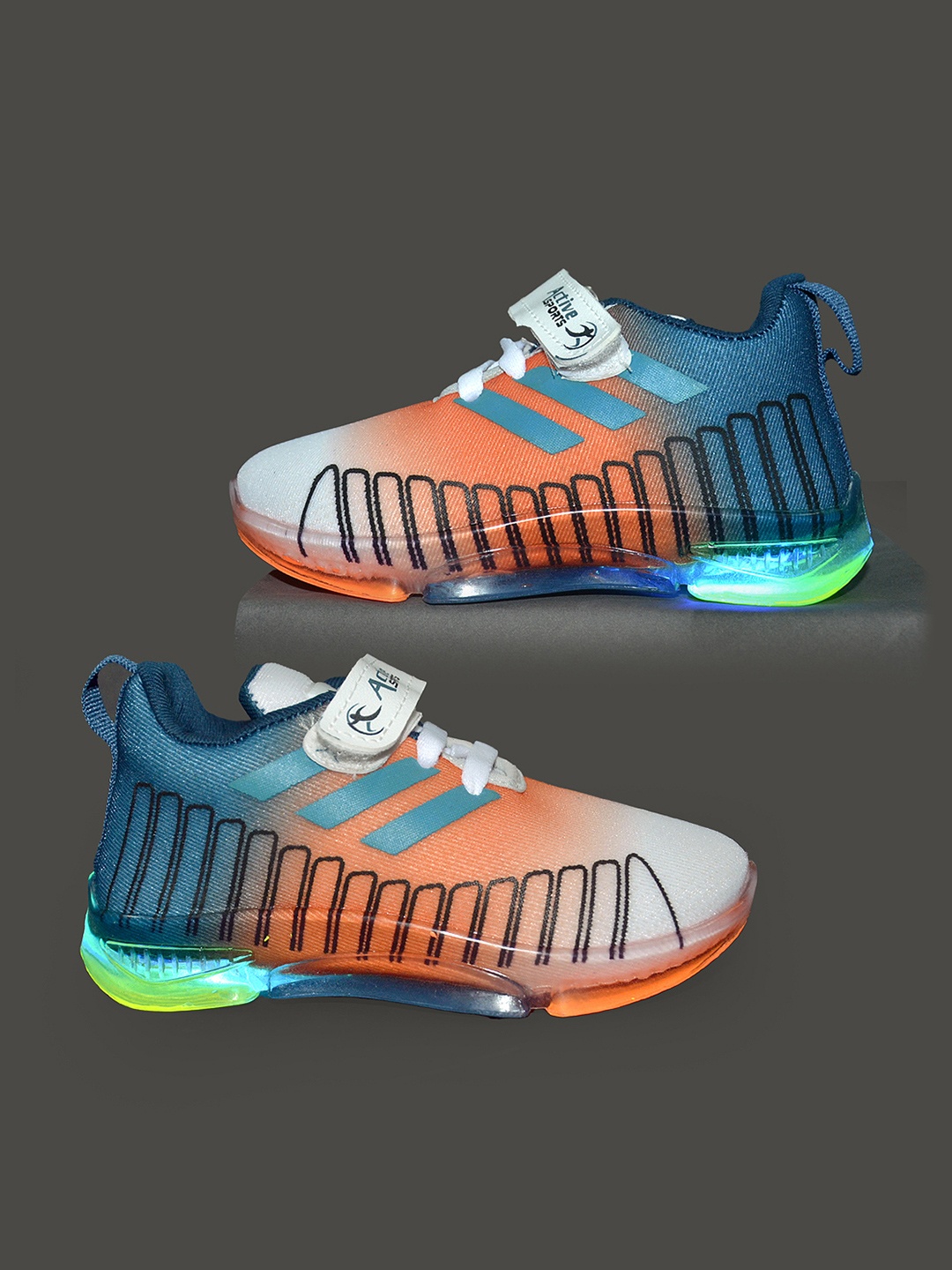 

FEETWELL SHOES Kids Printed LED Sneakers, Orange