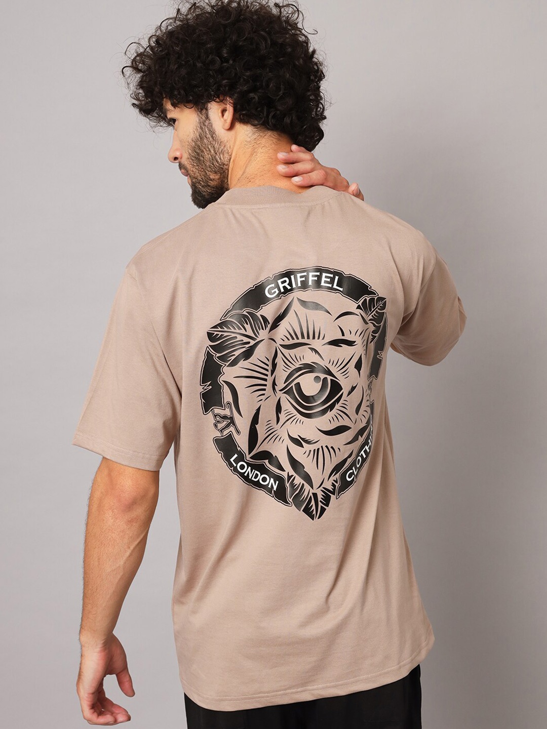 

GRIFFEL Graphic Printed Cotton Oversized T-shirt, Brown