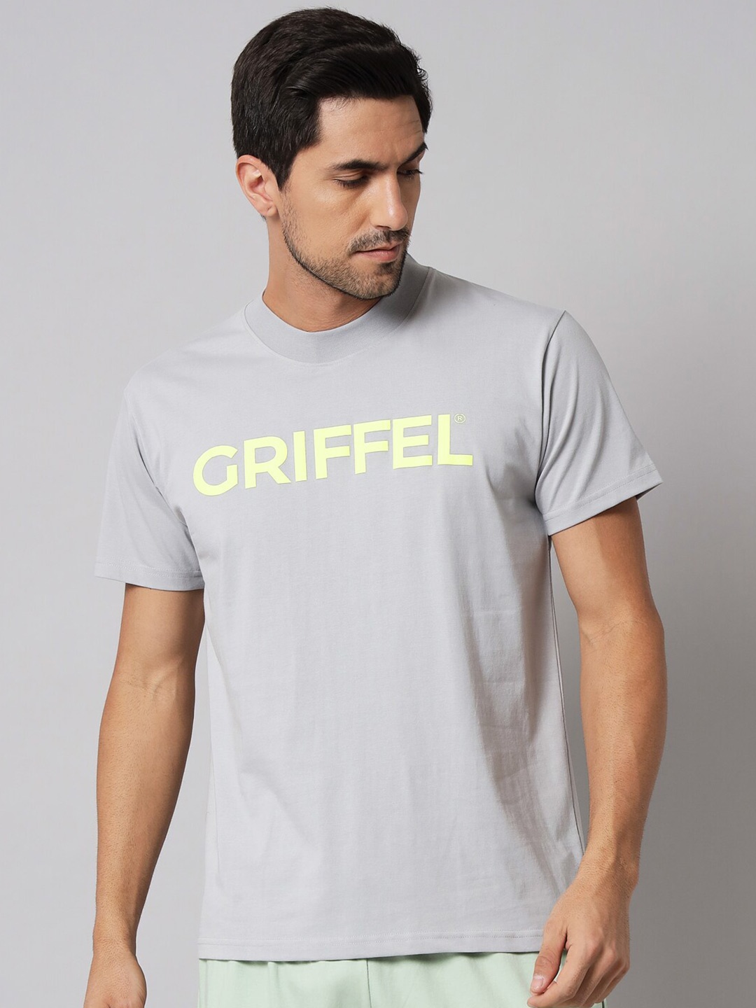 

GRIFFEL Typography Printed Cotton T-shirt, Grey