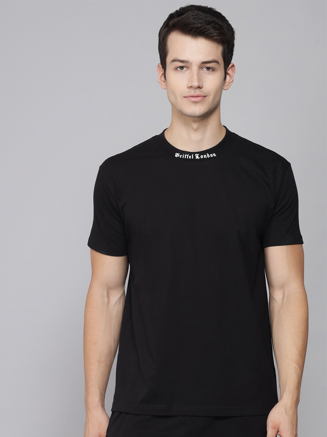 

GRIFFEL Round Neck Oversized Cotton T-shirt, Black