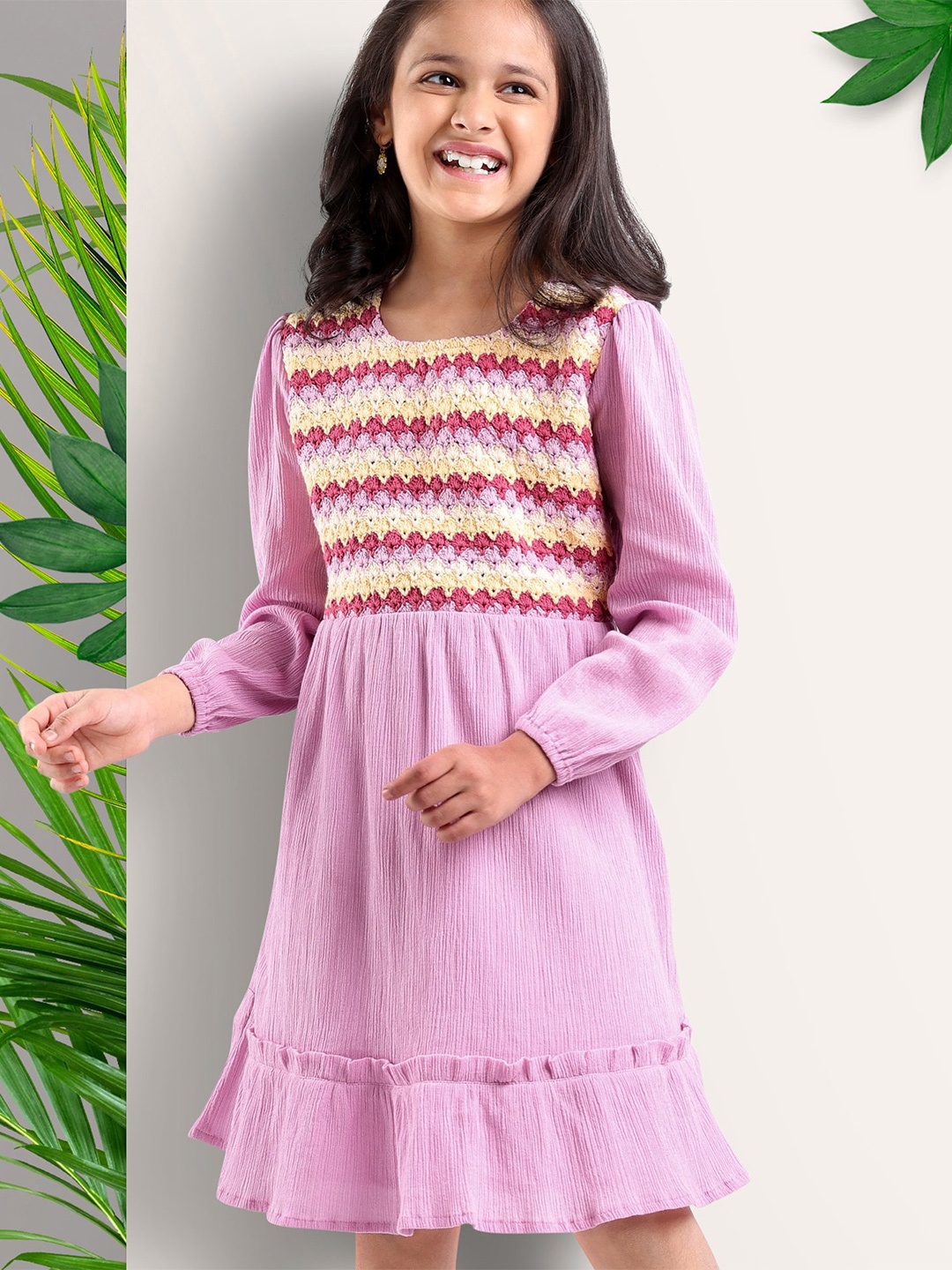 

ARIAS By LARA DUTTA Girls Fit & Flare Cotton Dress, Pink
