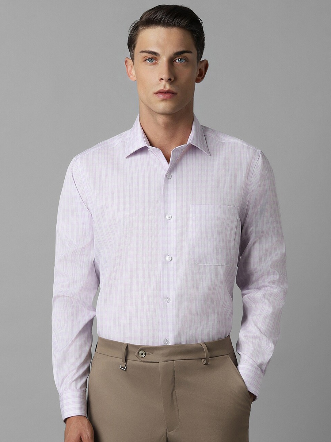 

Louis Philippe Checked Pure Cotton Formal Shirt, Purple