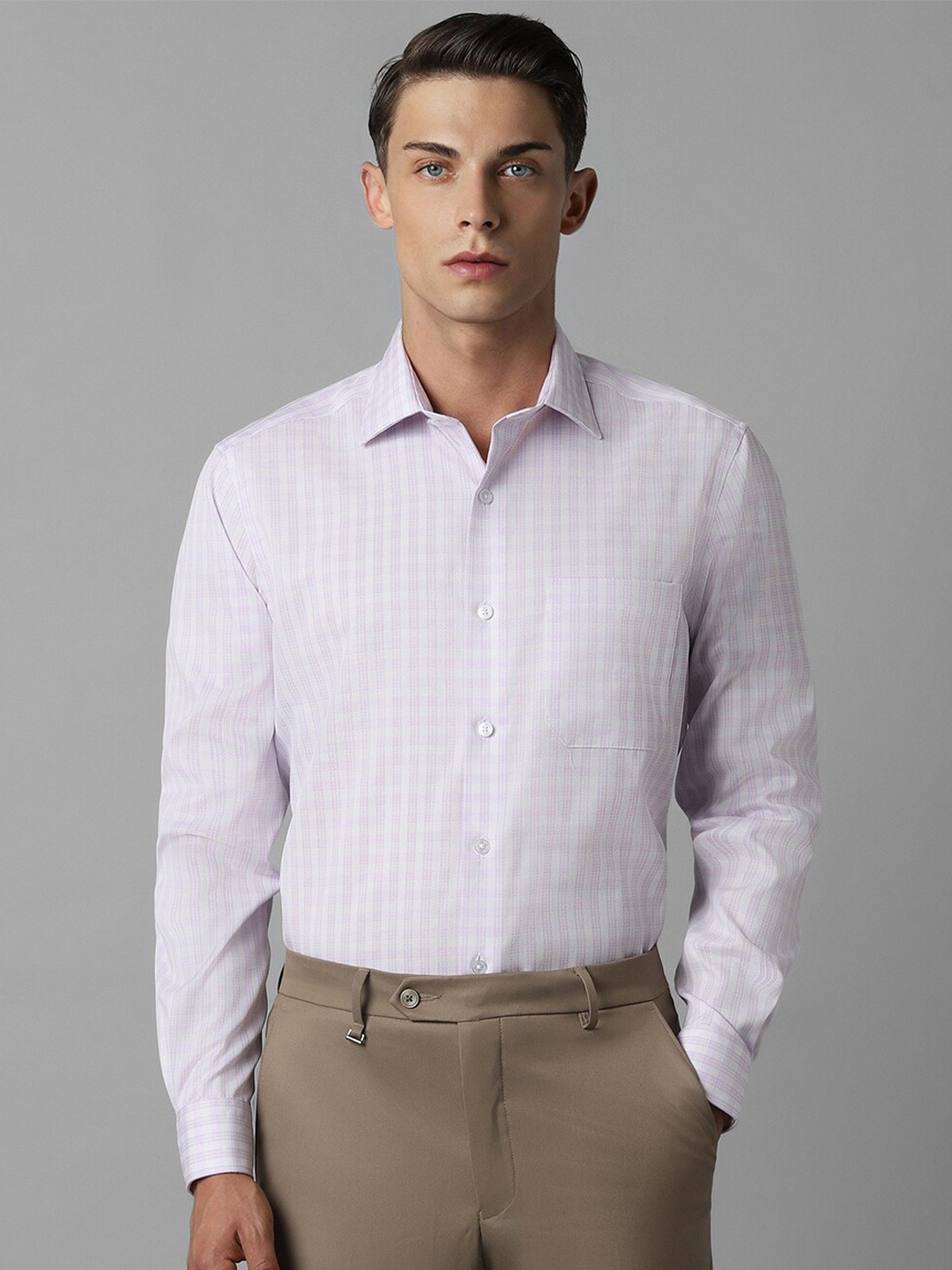 

Louis Philippe Classic Checked Pure Cotton Formal Shirt, Purple