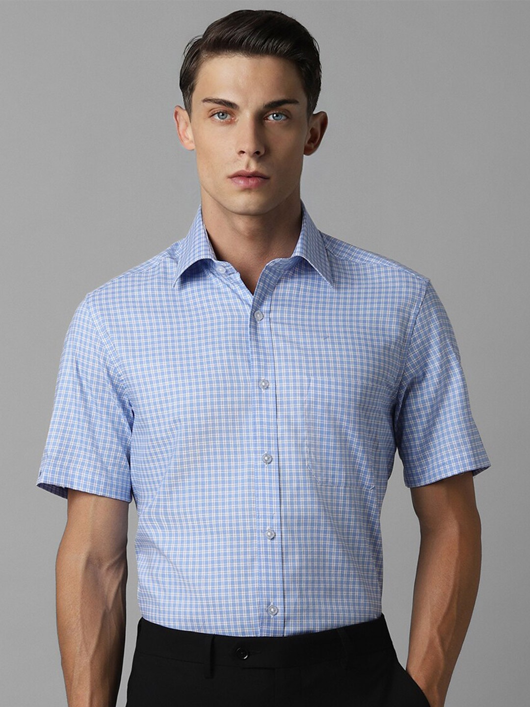 

Louis Philippe Classic Checked Cotton Formal Shirt, Blue