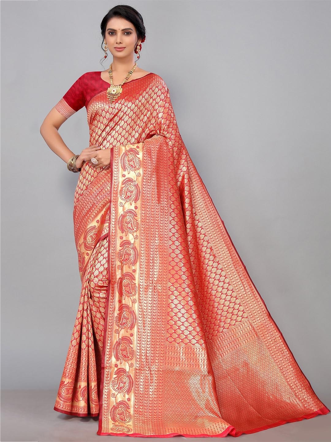 

DIVASTRI Ethnic Woven Design Zari Banarasi Saree, Pink