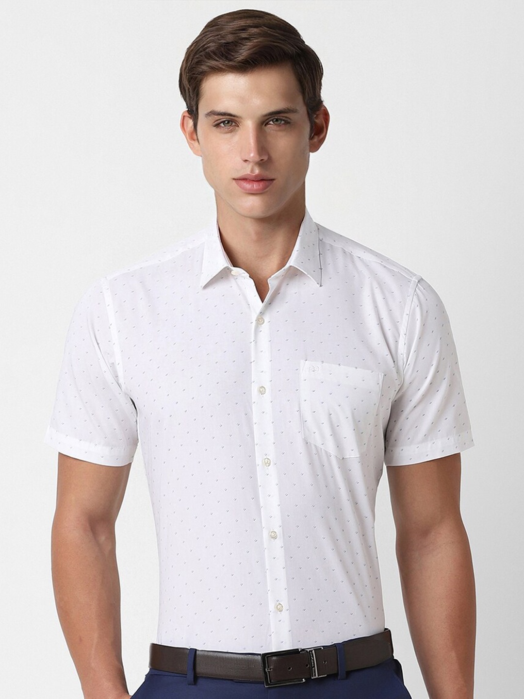

Peter England Micro Ditsy Printed Pure Cotton Formal Shirt, White