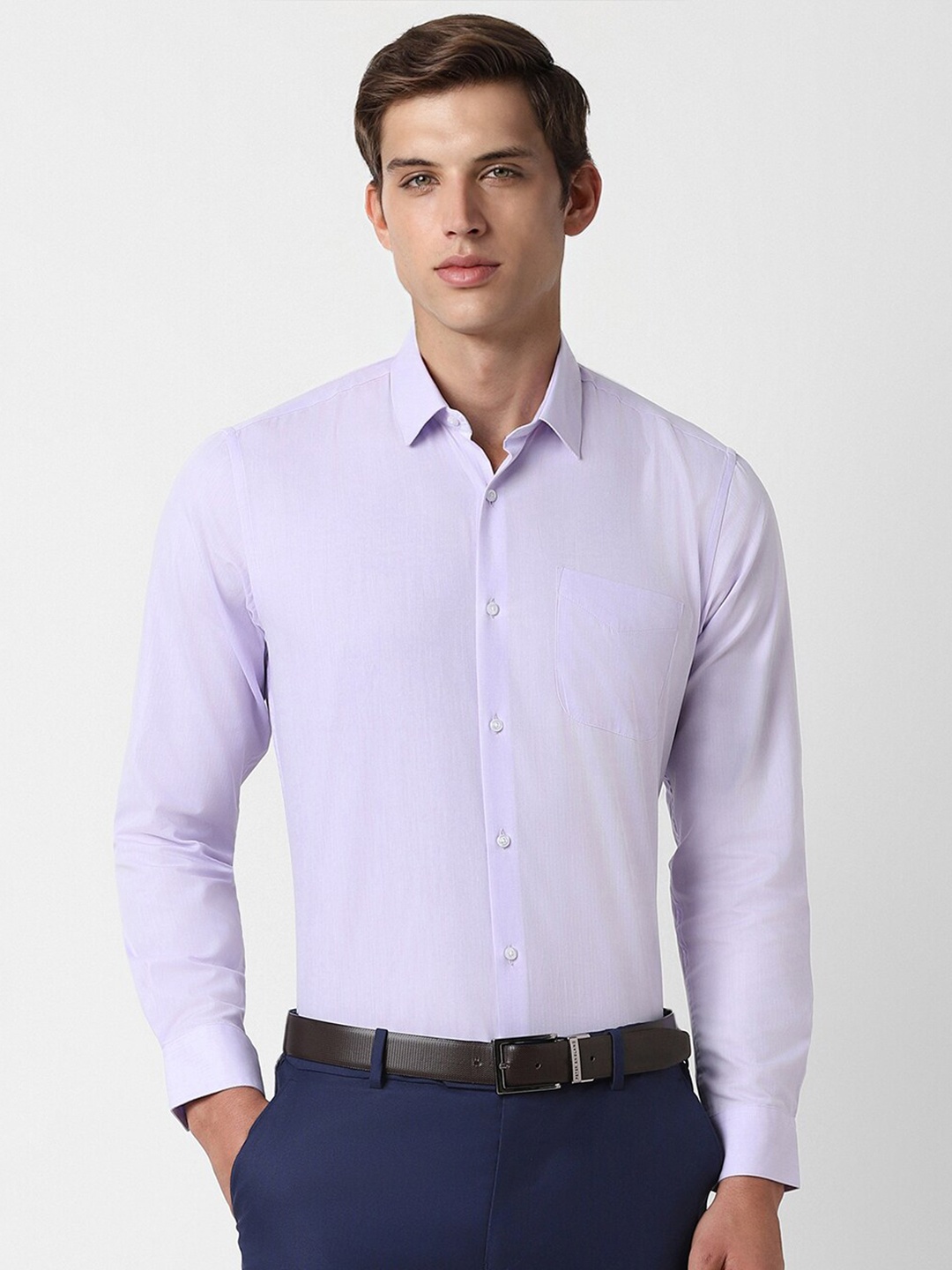 

Peter England Spread Collar Formal Shirt, Purple
