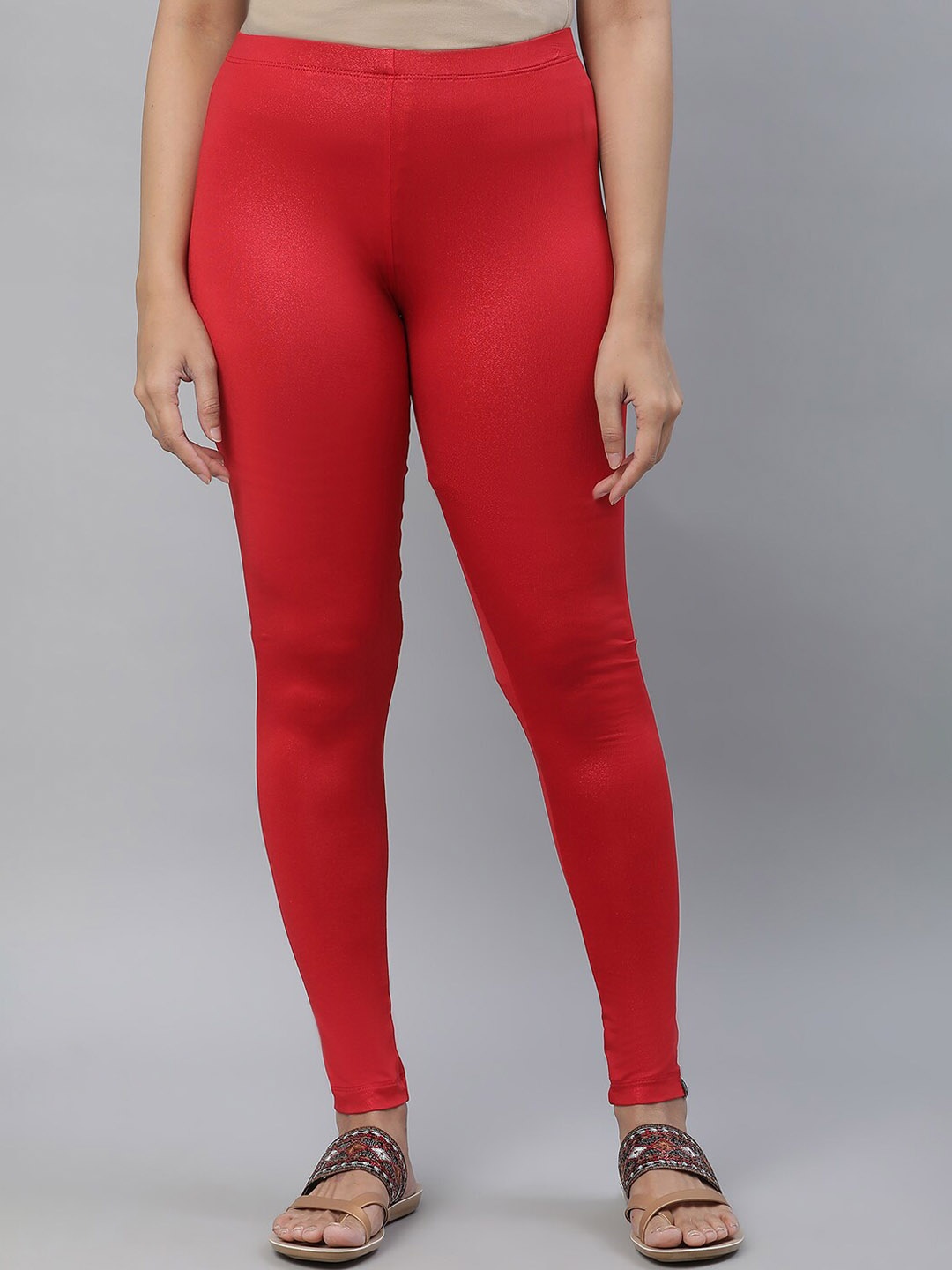 

elleven Women Skinny Fit Ankle Length Leggings, Red
