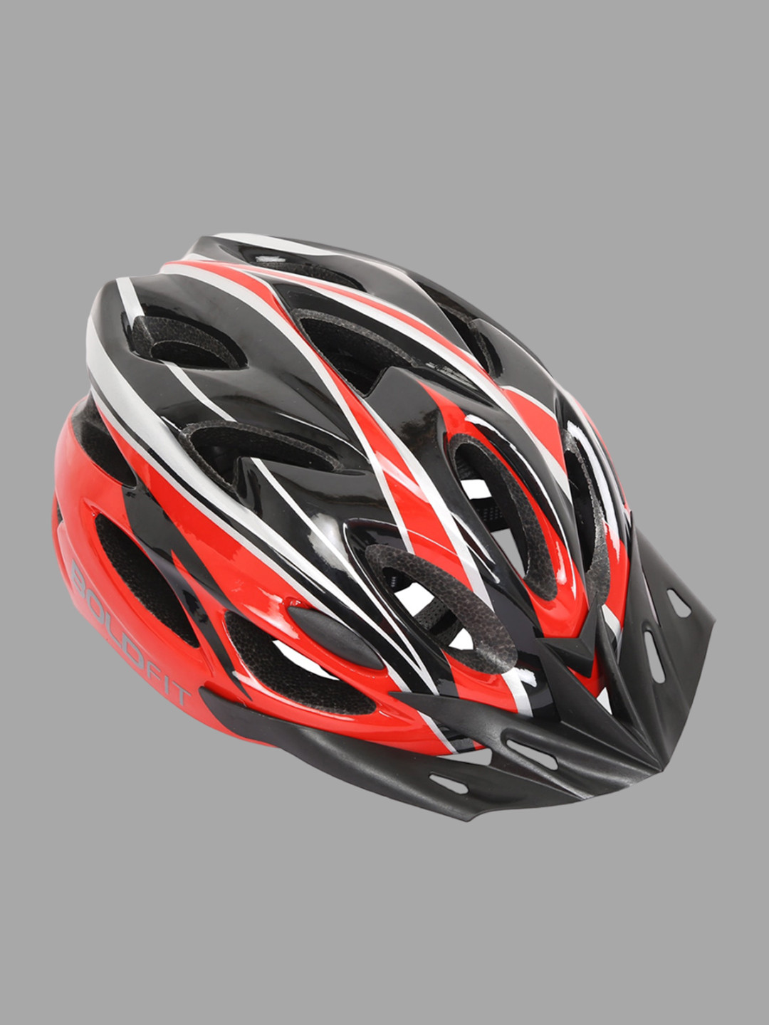 

BOLDFIT Printed Open Face Bicycle Helmet, Red