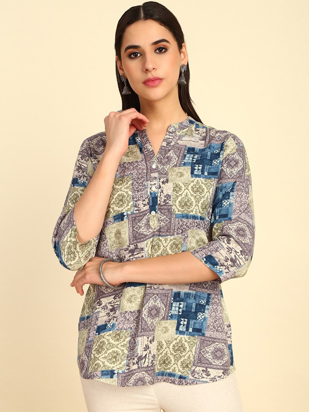 

Soch Ethnic Motifs Printed Ethnic Tunic, Grey