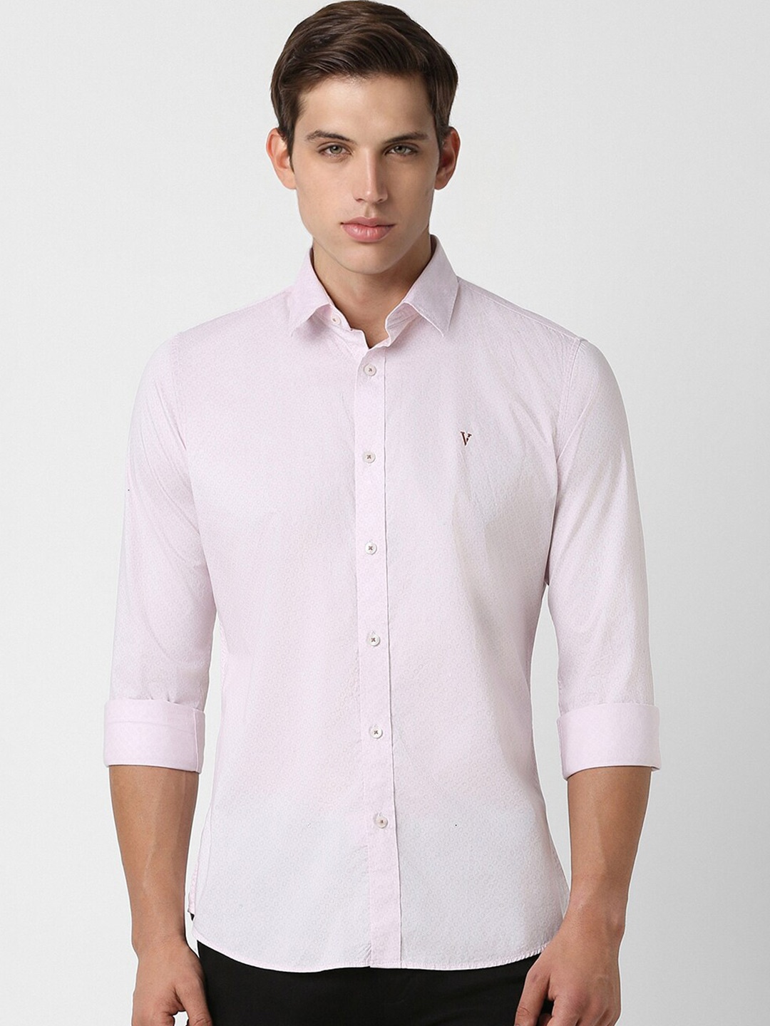 

Van Heusen Sport Textured Spread Collar Cotton Slim Fit Casual Shirt, Pink