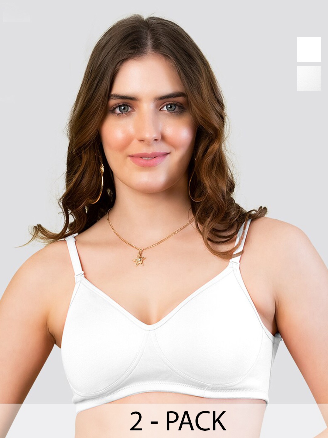 

K LINGERIE Pack of 2 Lexi Seamless Cups Fully Adjustable & Transparent Back T-Shirt Bra, White