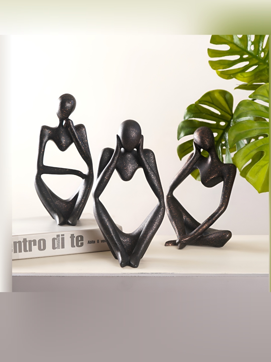 

THE ARTMENT Bronze-Toned 3 Pieces Abstract Thought Thinker Accents Figurine Showpieces