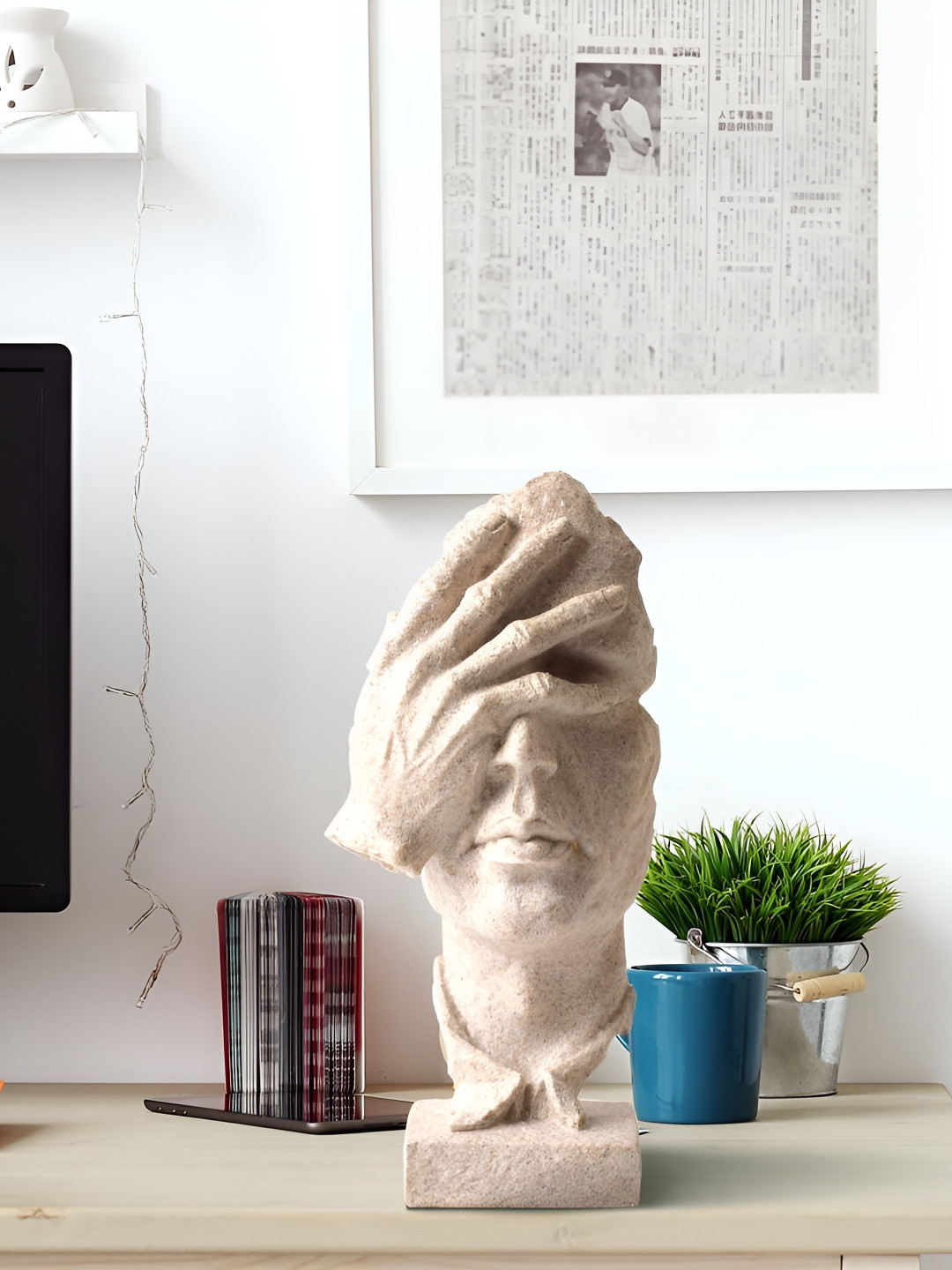 

THE ARTMENT Beige Surreal Thinker Table Accent Figurine Showpiece