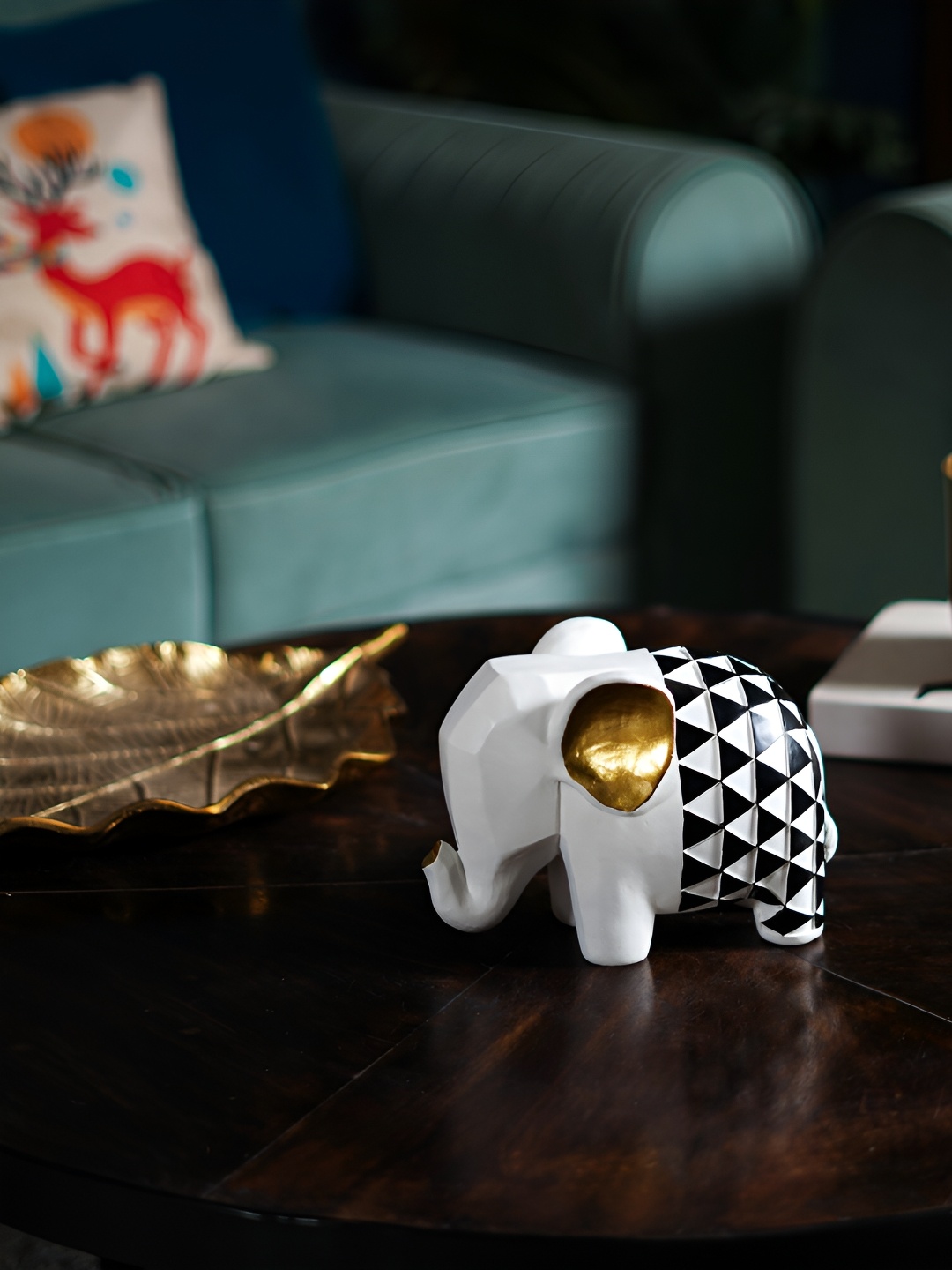 

THE ARTMENT White Abstract Elemental Elephant Figurine Showpiece