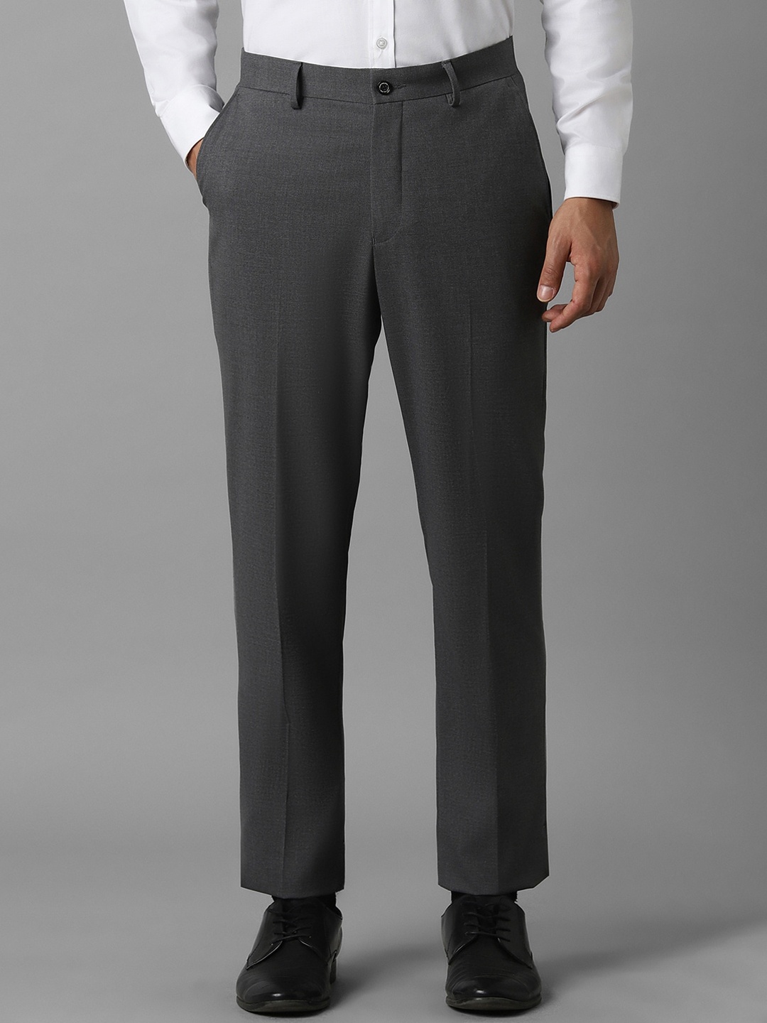 

Louis Philippe Men Textured Slim Fit Formal Trousers, Grey