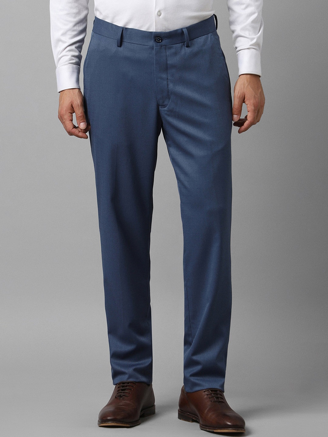 

Louis Philippe Men Checked Slim Fit Formal Trousers, Navy blue