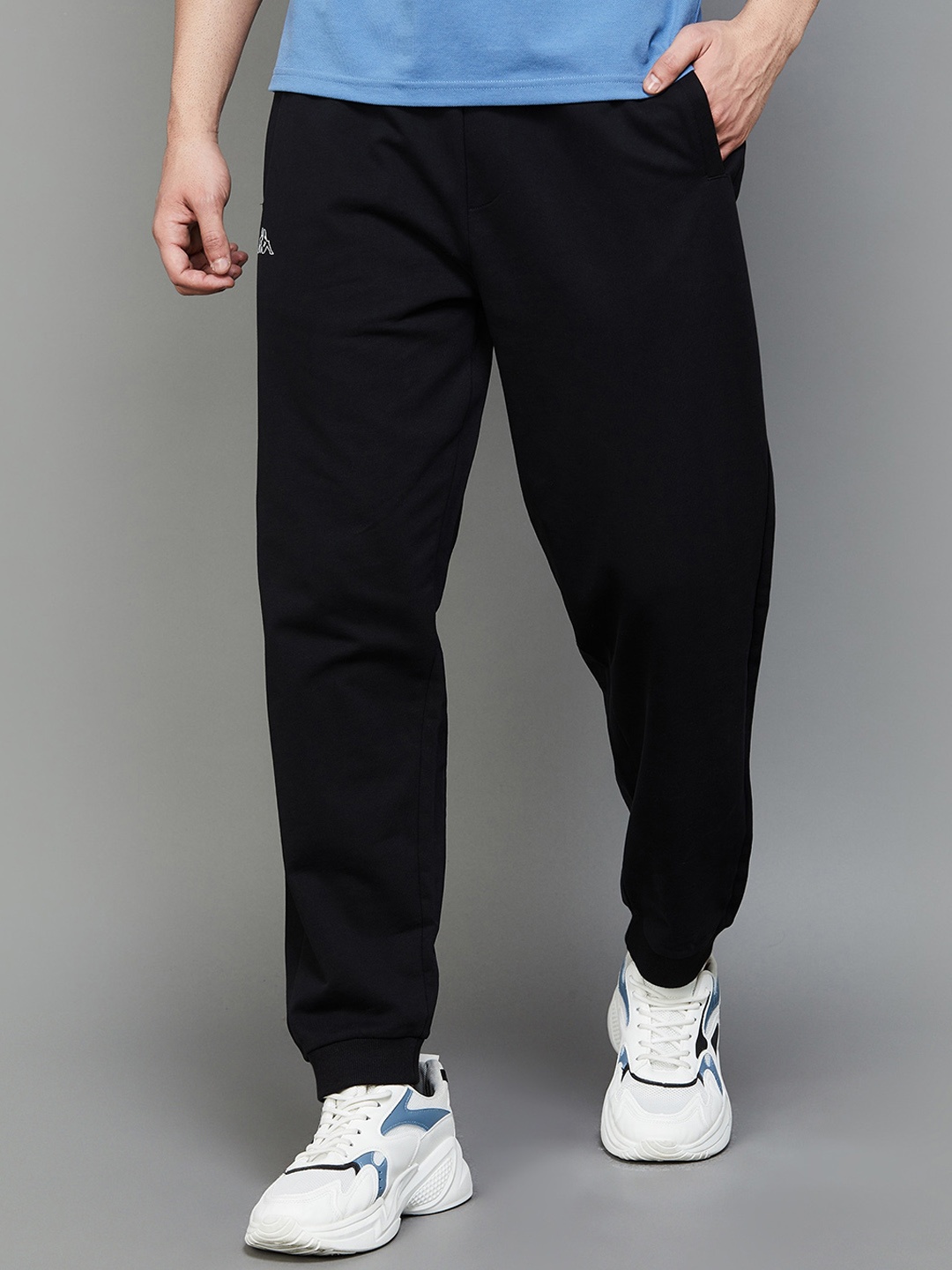 

Kappa Men Cotton Mid-Rise Joggers, Black