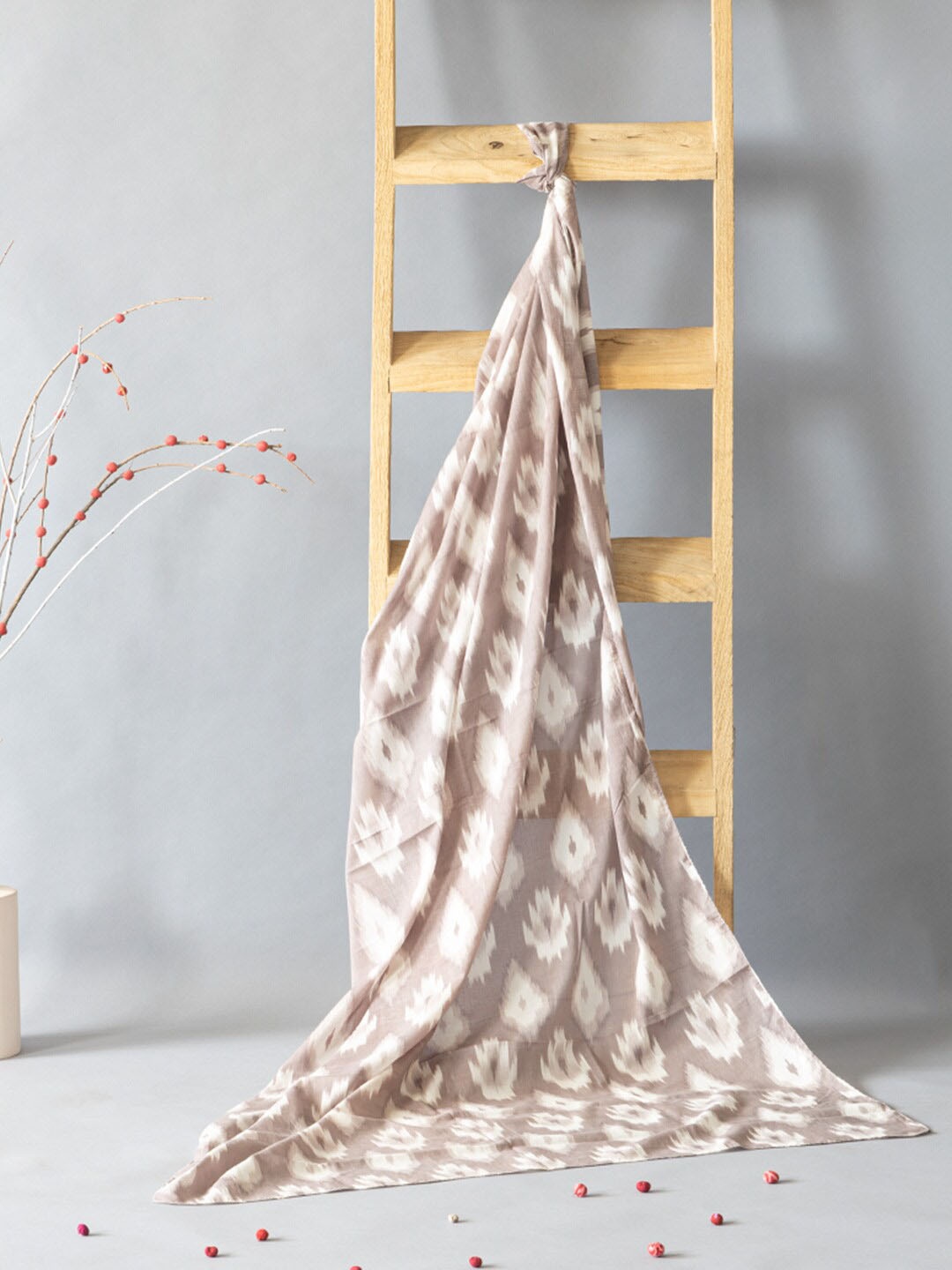

Contrast Living Ethnic Motif Printed Pure Cotton Scarf, Beige