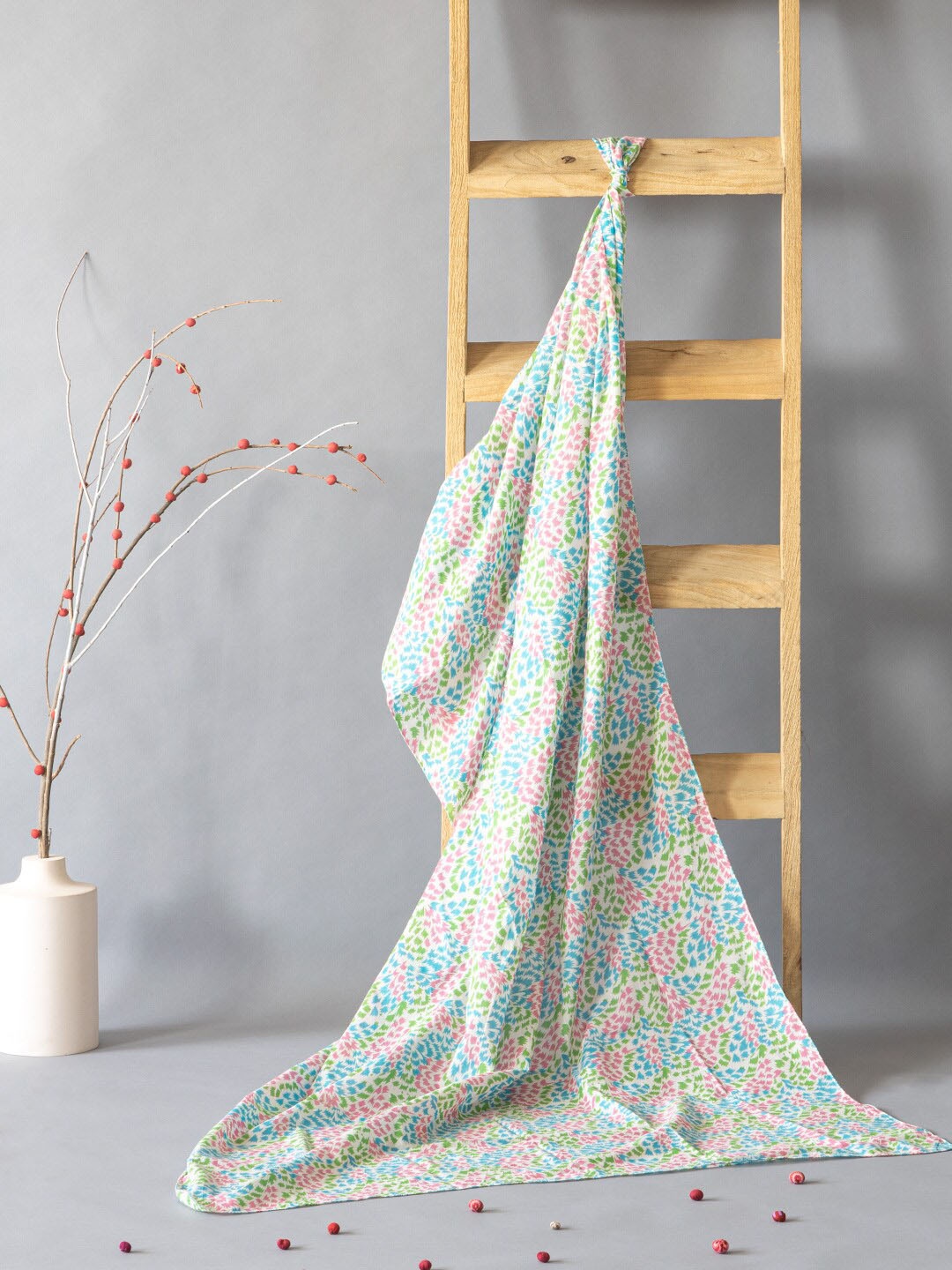 

Contrast Living Printed Pure Cotton Scarf, White