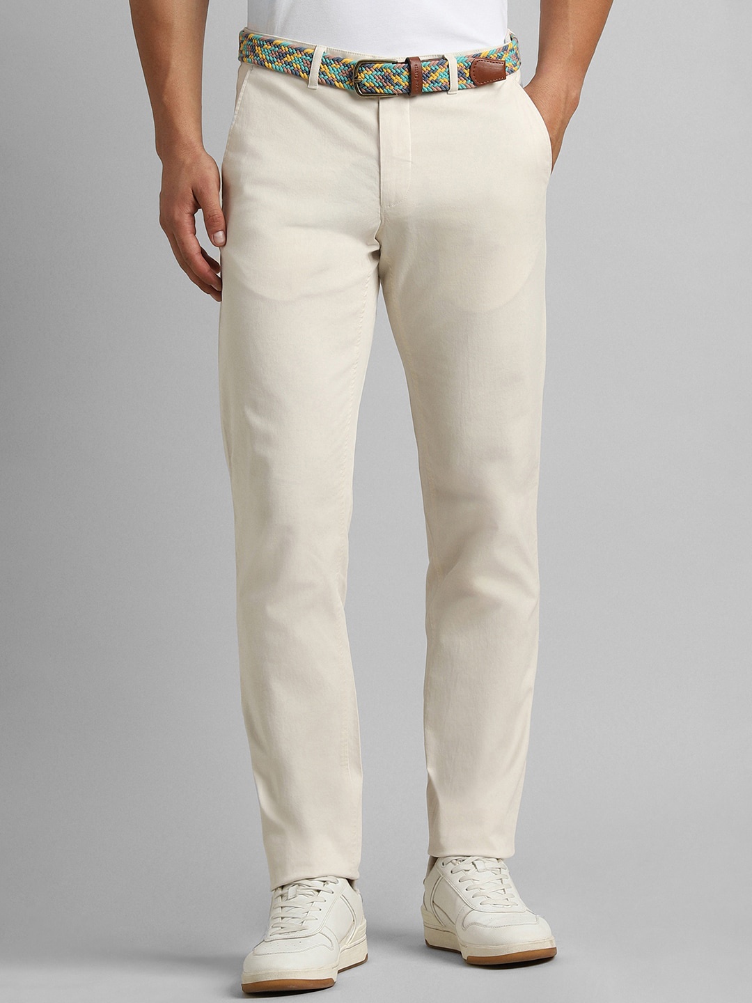 

SIMON CARTER LONDON Men Slim Fit Pure Cotton Trousers, Beige