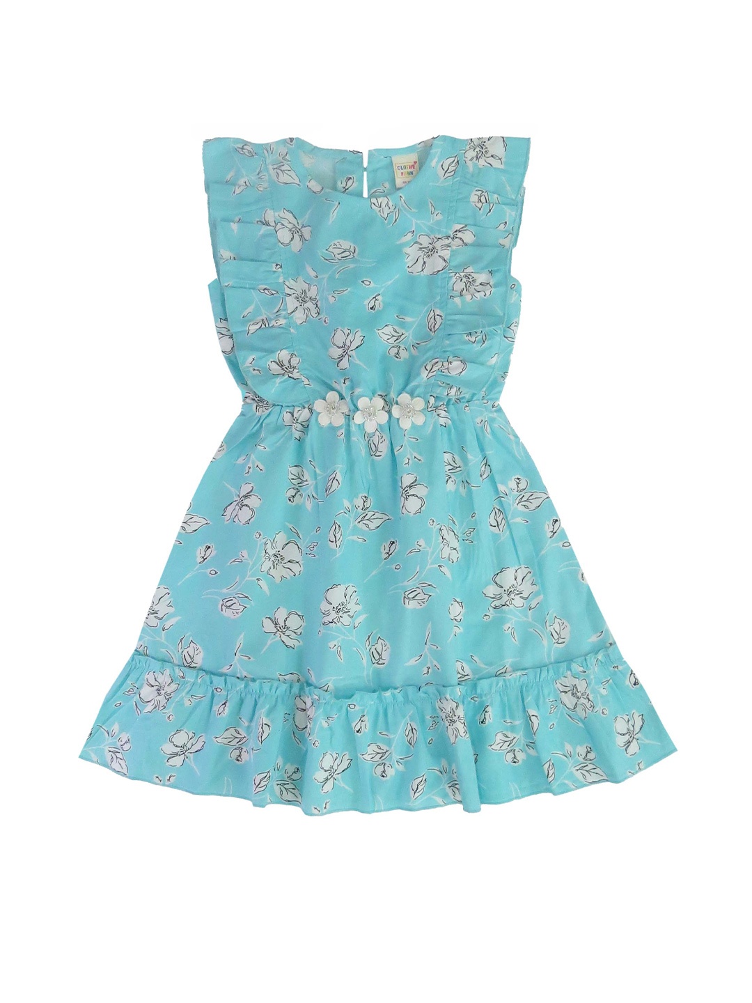 

Clothe Funn Floral Printed Cotton Fit & Flare Dress, Blue