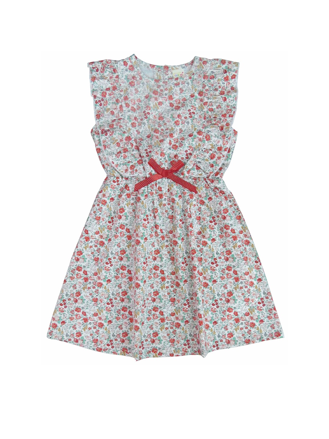

Clothe Funn Floral Printed Peplum Dress, White