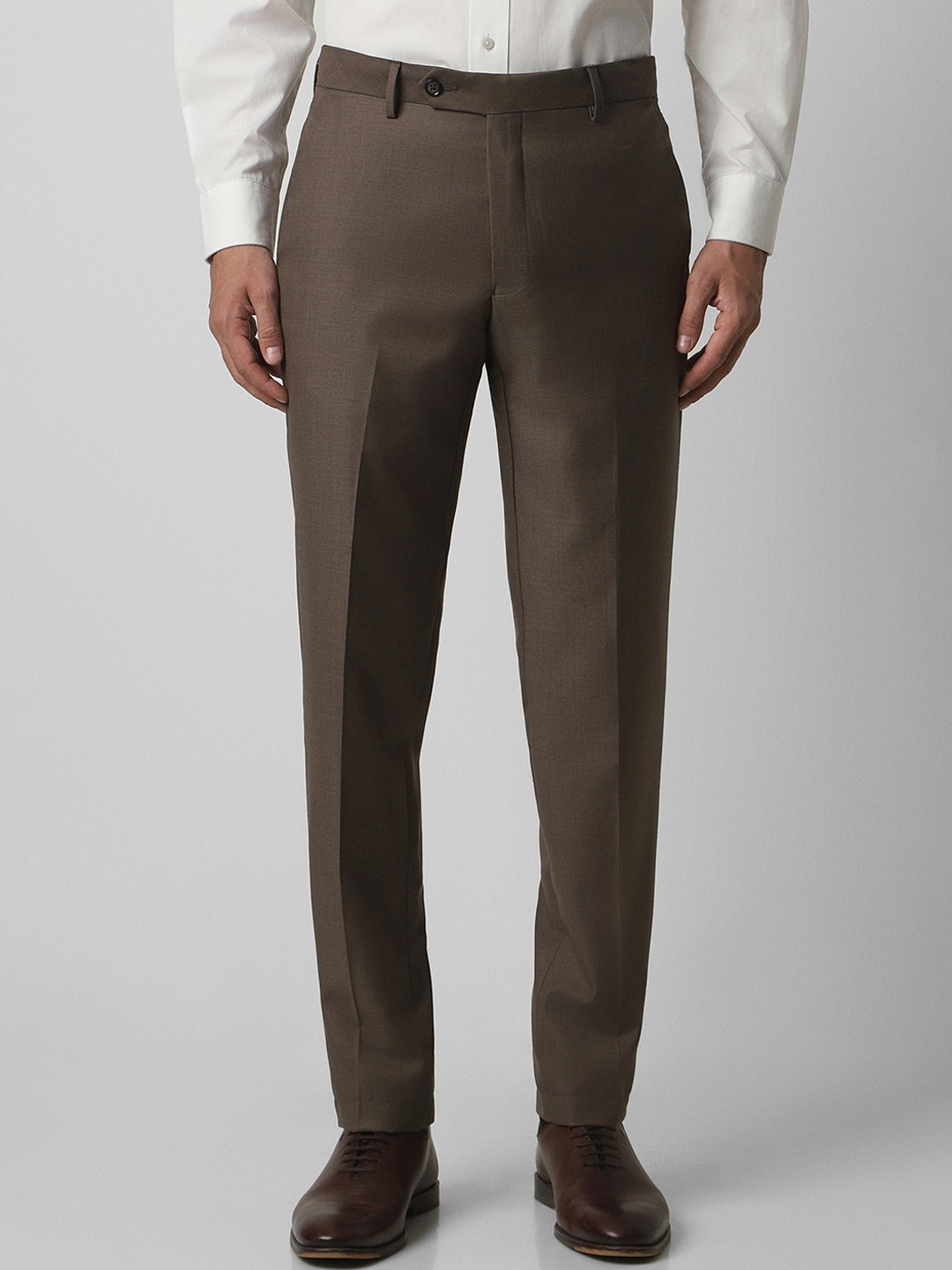

Van Heusen Men Textured Slim Fit Formal Trousers, Brown