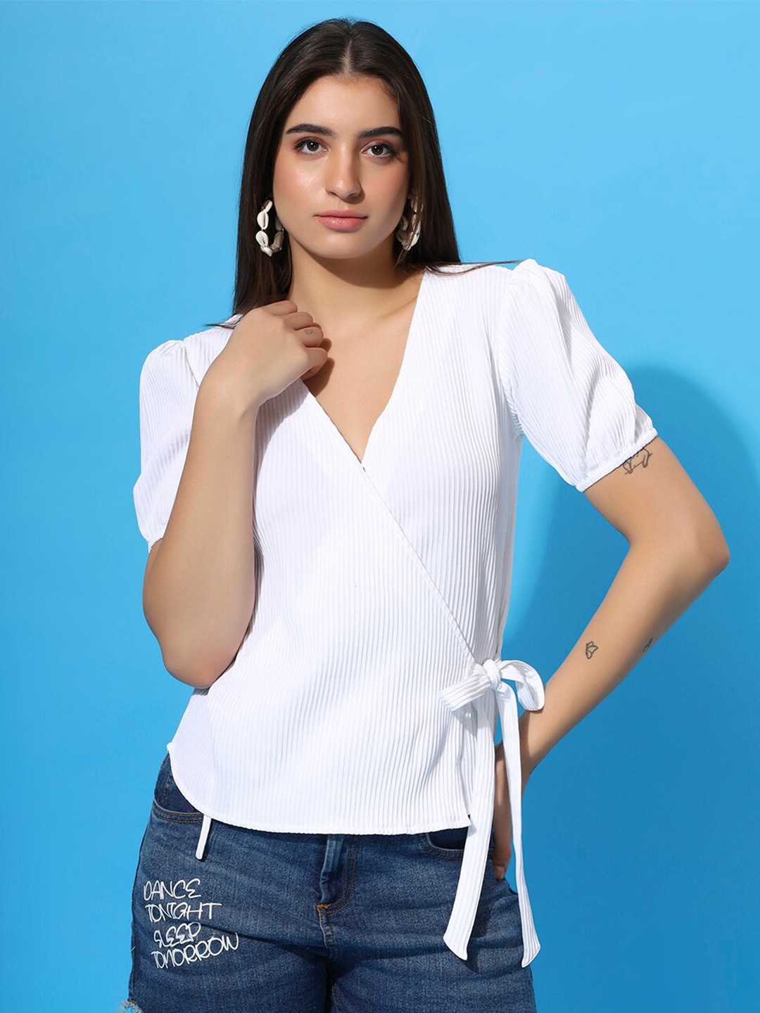 

DressBerry Puff Sleeves Top, White
