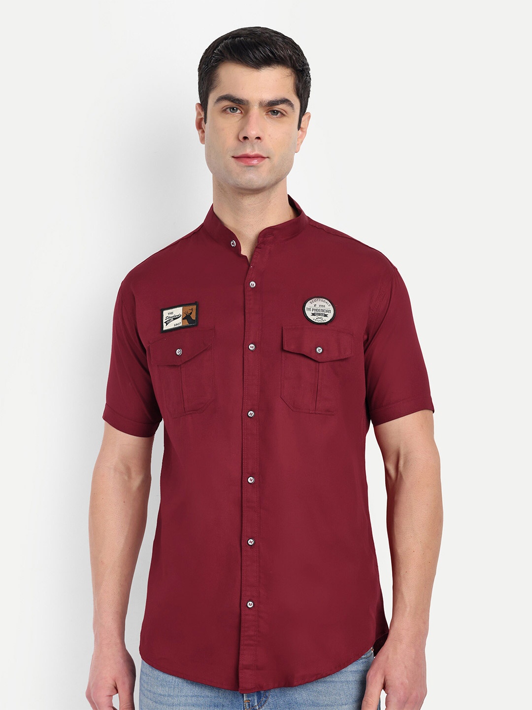 

S-LINE Classic Opaque Cotton Casual Shirt, Maroon