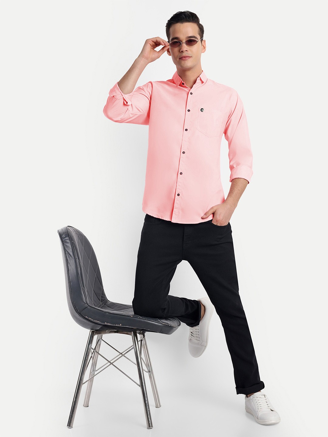 

S-LINE Spread Collar Long Sleeves Classic Regular Fit Cotton Shirt, Peach