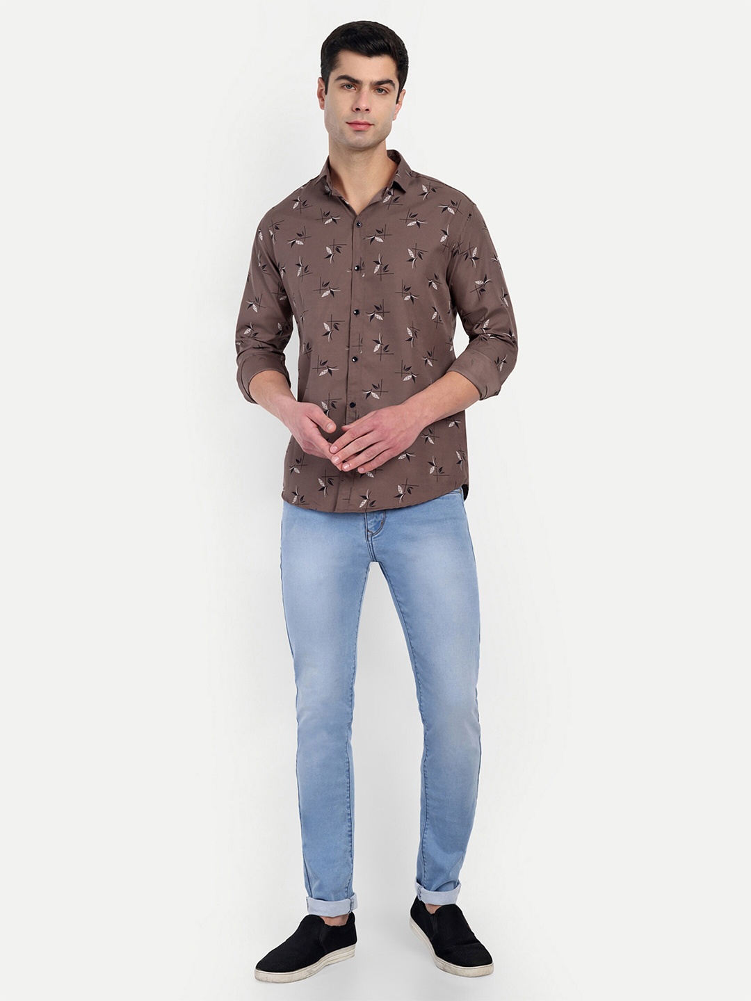 

S-LINE Classic Opaque Printed Full Sleeve Casual Shirt, Brown
