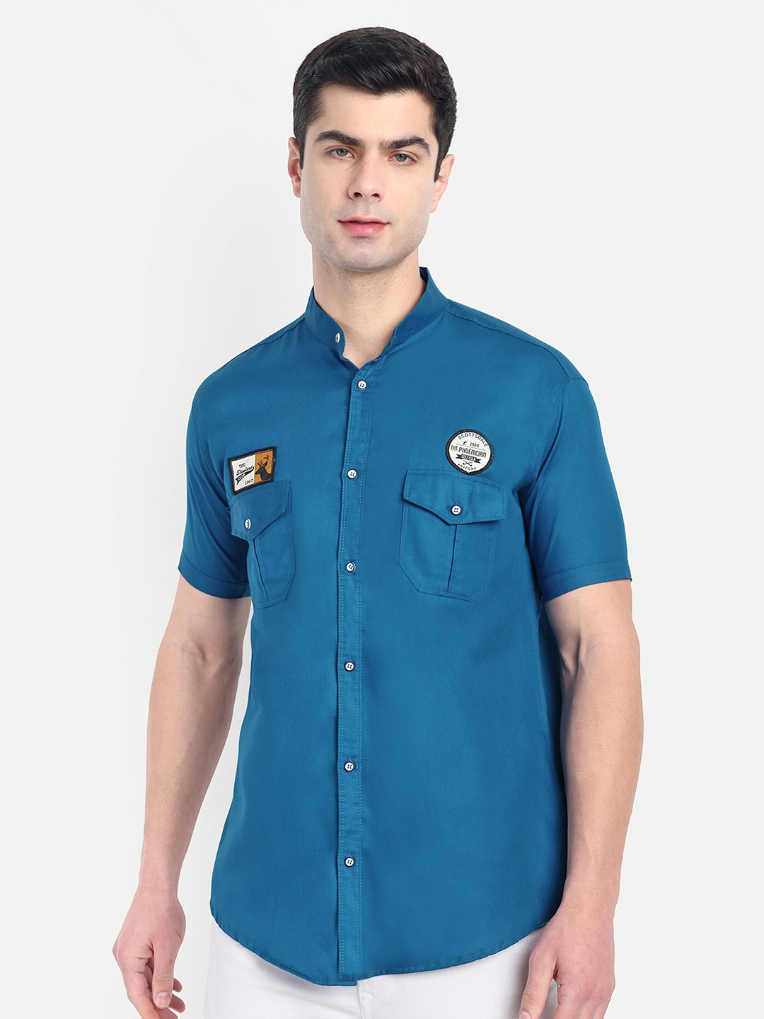 

S-LINE Classic Opaque Cotton Casual Shirt, Teal