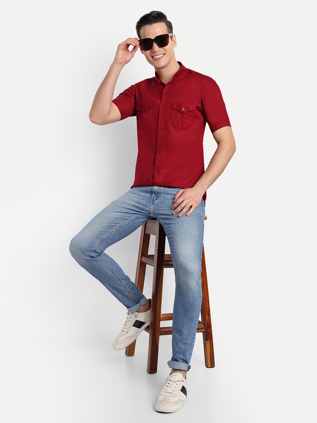 

S-LINE Classic Opaque Cotton Casual Shirt, Maroon