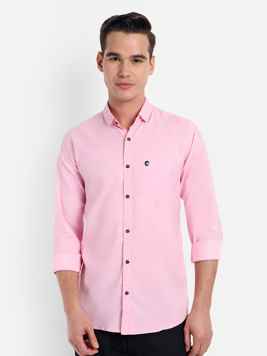 

S-LINE Classic Spread Collar Full Sleeve Casual Shirt, Pink