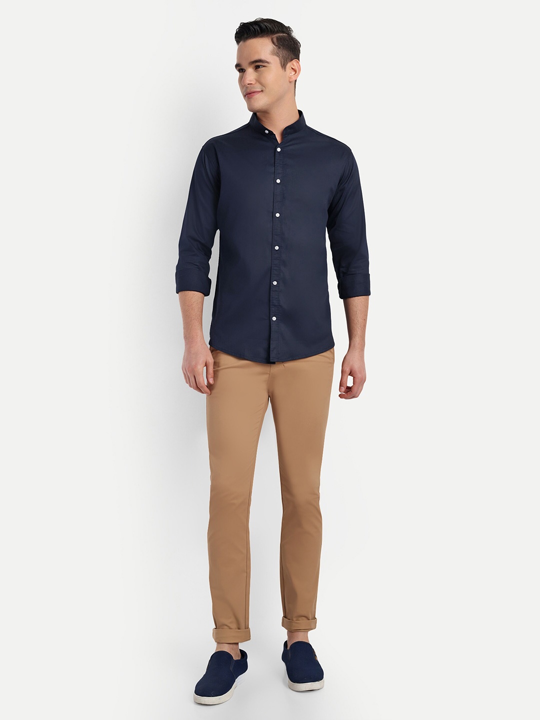 

S-LINE Classic Opaque Cotton Casual Shirt, Navy blue