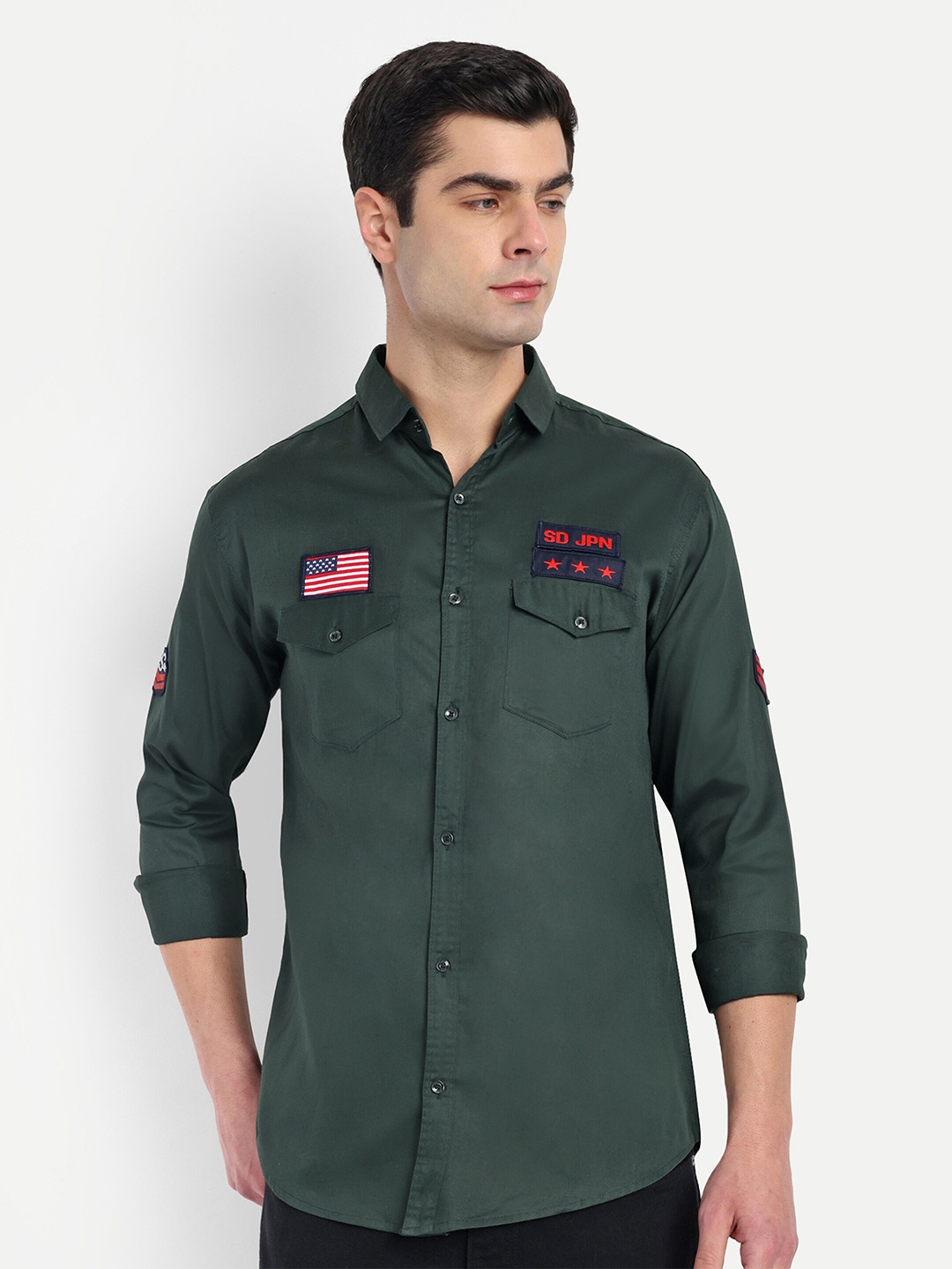

S-LINE Classic Opaque Cotton Casual Shirt, Green