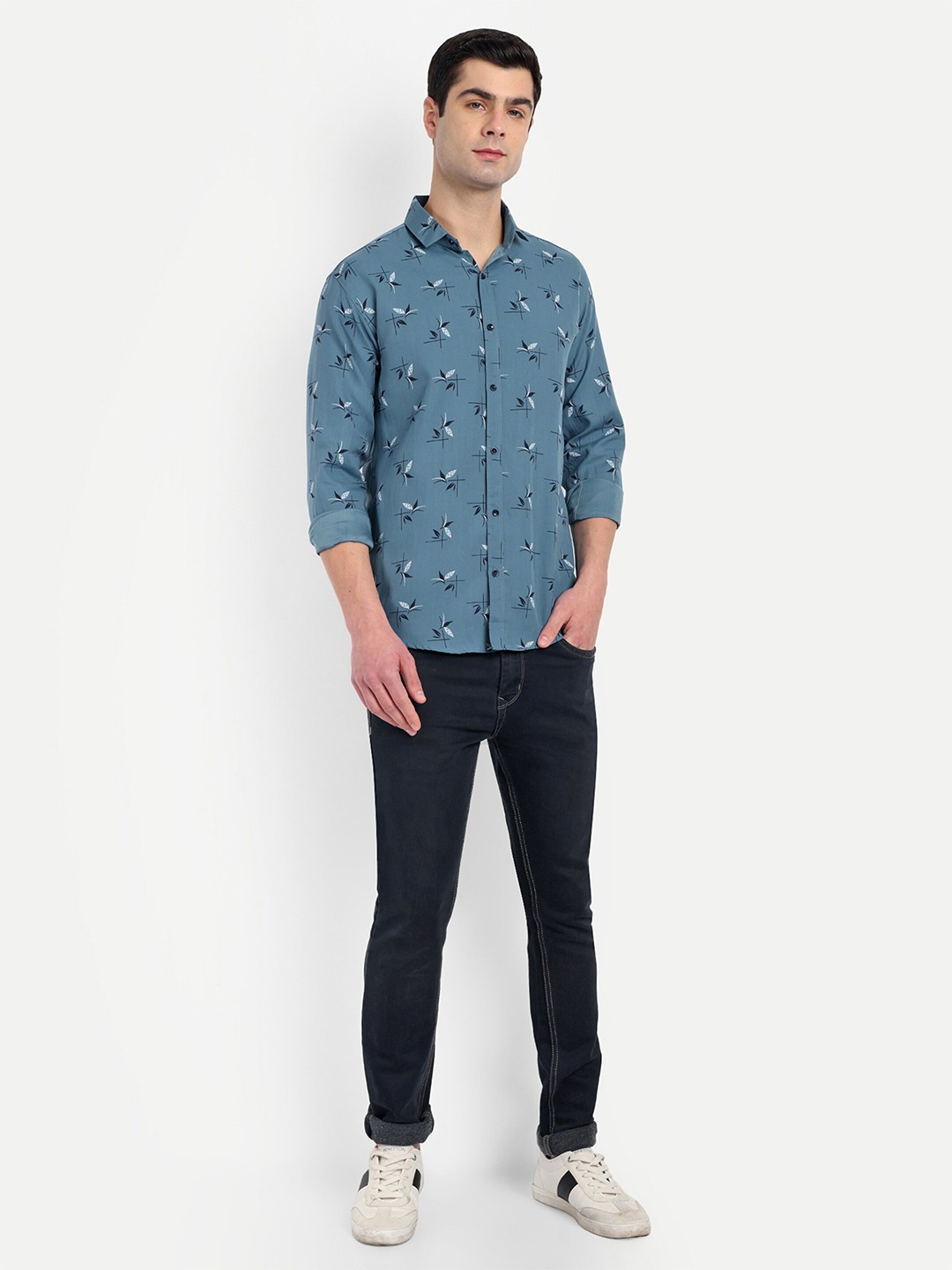 

S-LINE Men Classic Opaque Printed Full Sleeve Casual Shirt, Green