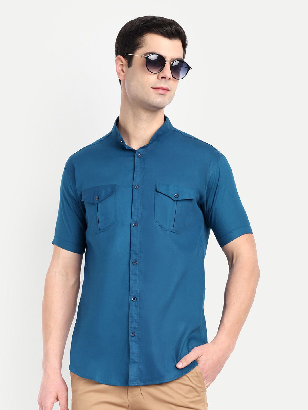 

S-LINE Classic Opaque Cotton Casual Shirt, Teal