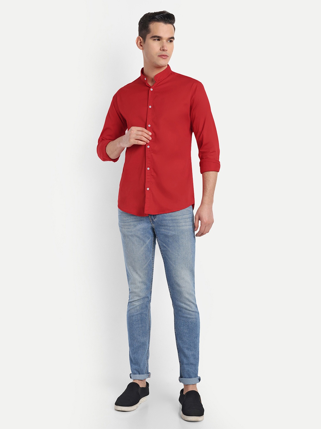 

S-LINE Classic Printed Full Sleeve Cotton Casual Shirt, Red