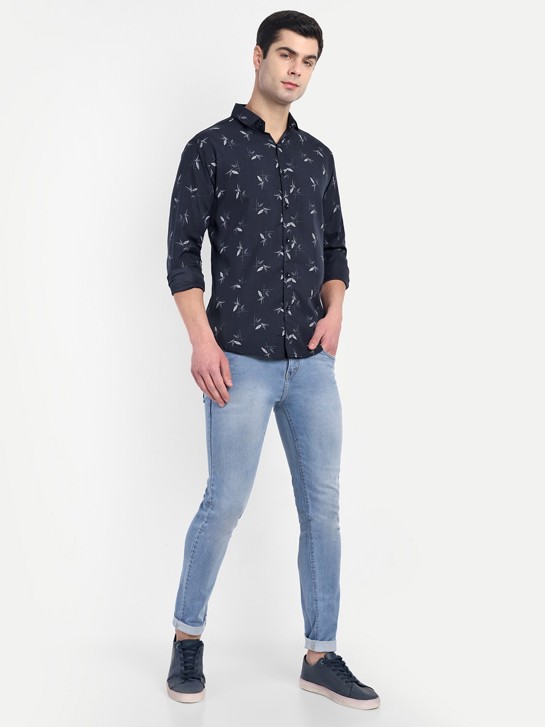 

S-LINE Classic Opaque Abstract Printed Casual Shirt, Blue