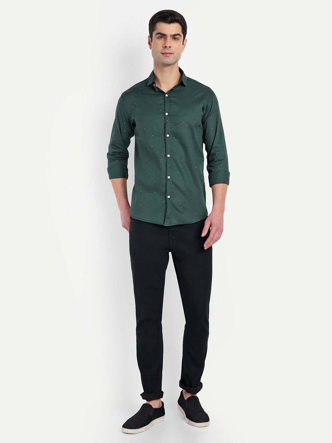 

S-LINE Classic Opaque Cotton Casual Shirt, Green