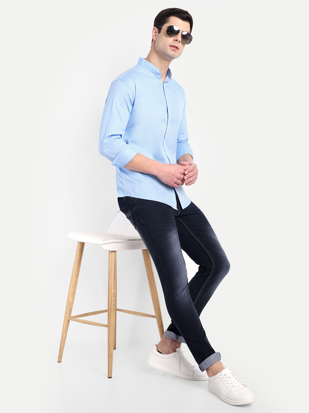 

S-LINE Classic Opaque Cotton Casual Shirt, Blue