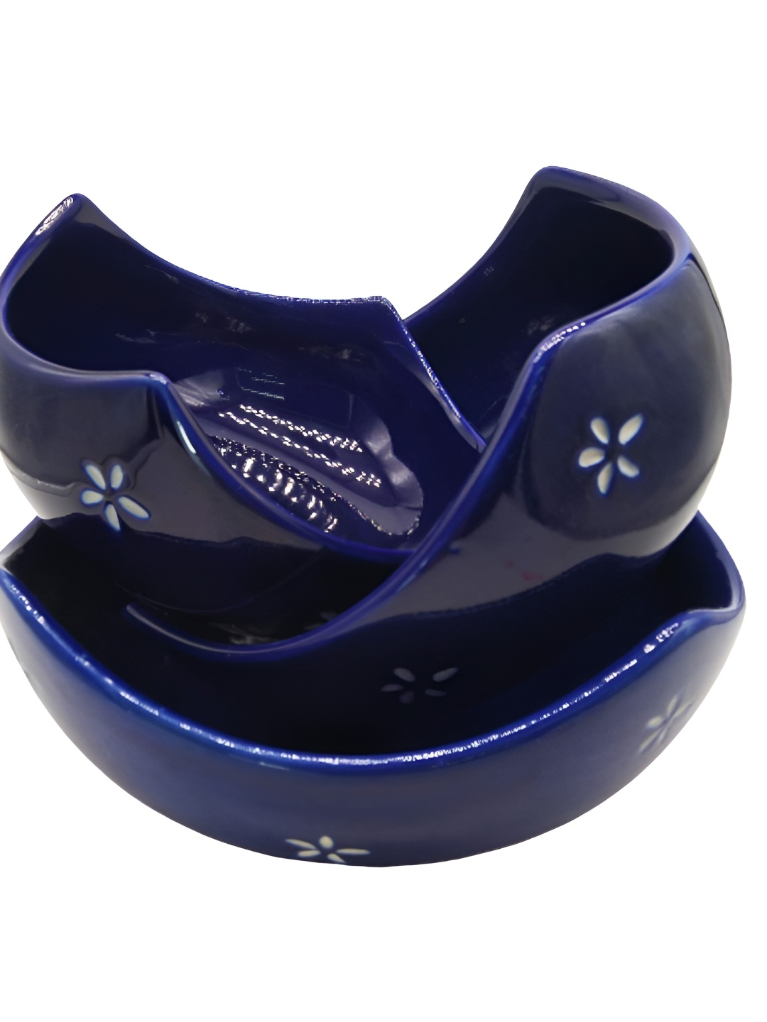 

INDIA MEETS INDIA Blue and White Ceramic 3 Pieces Microwave Safe Serving Bowls