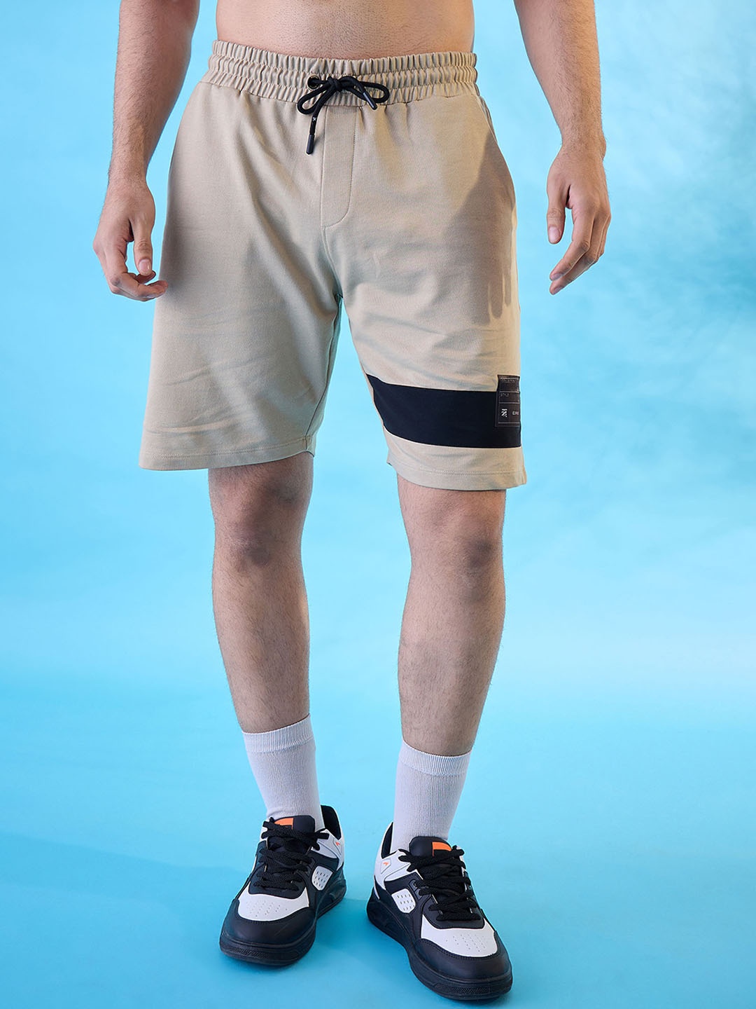 

EDRIO Men Mid-Rise Cotton Shorts, Beige