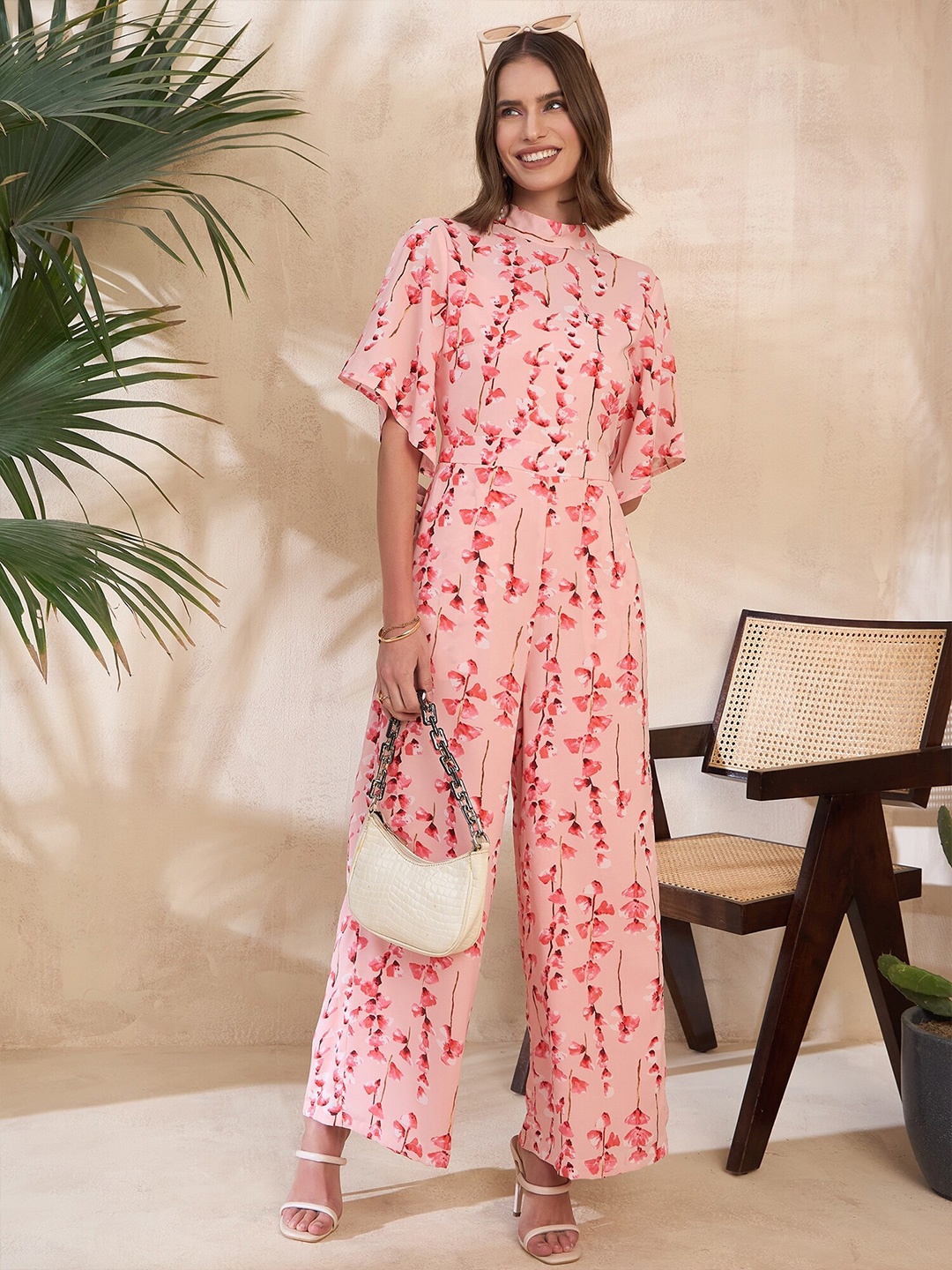 

KASSUALLY Printed Basic Jumpsuit, Pink