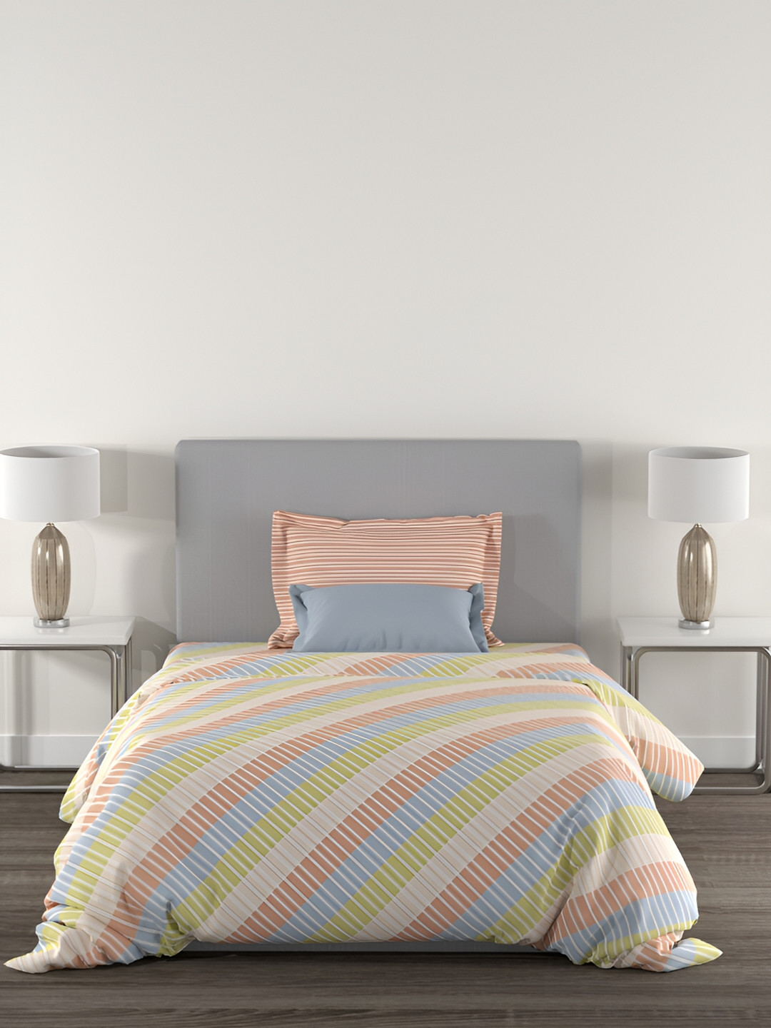 

MYTRIDENT Mabel Apricot Flat 144TC Single Cotton 1 Bedsheet with 1 Pillow Cover, Orange