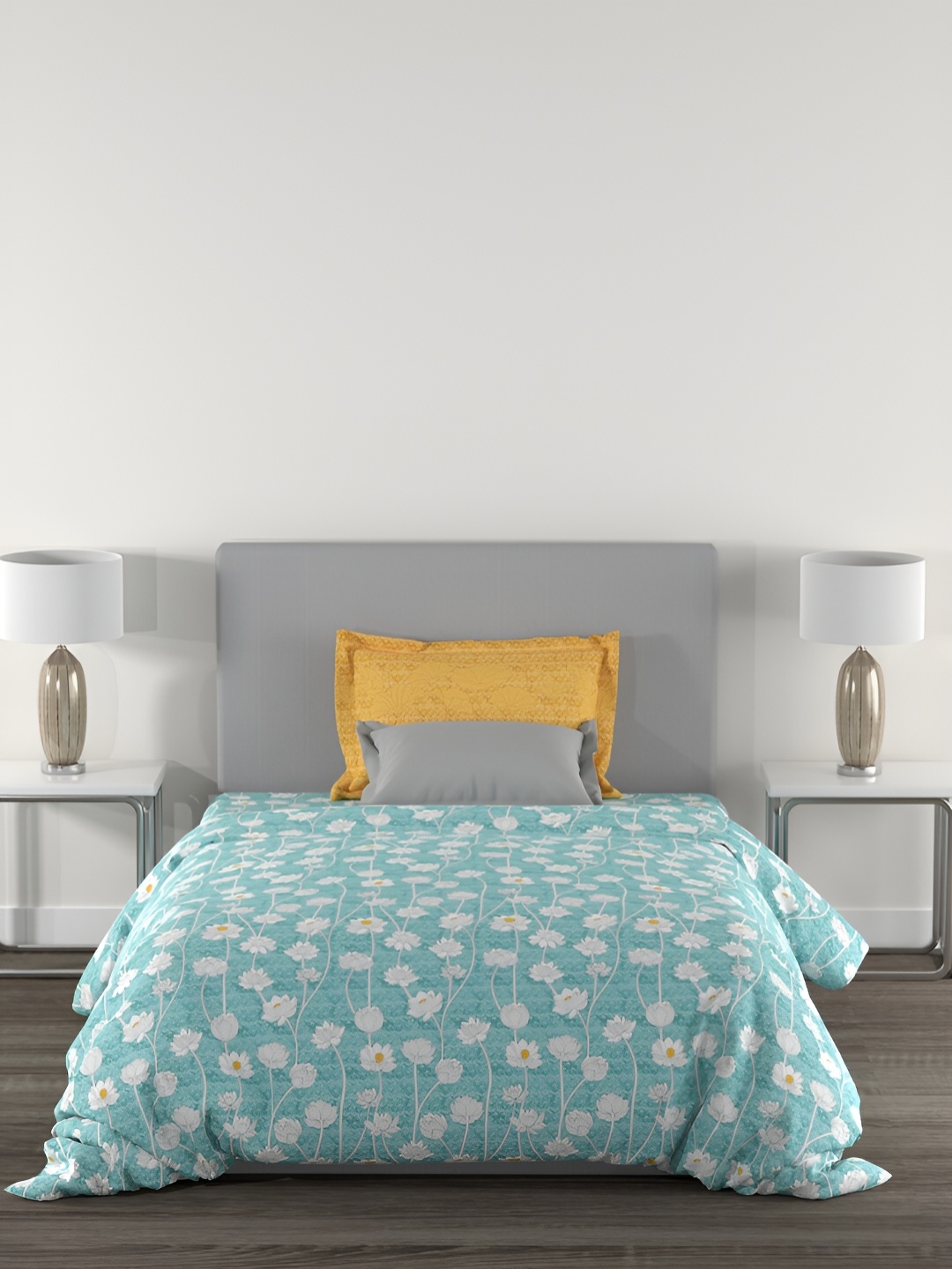 

TRIDENT Julius Aqua Flat 144TC Single Cotton Bedsheet Set, Blue