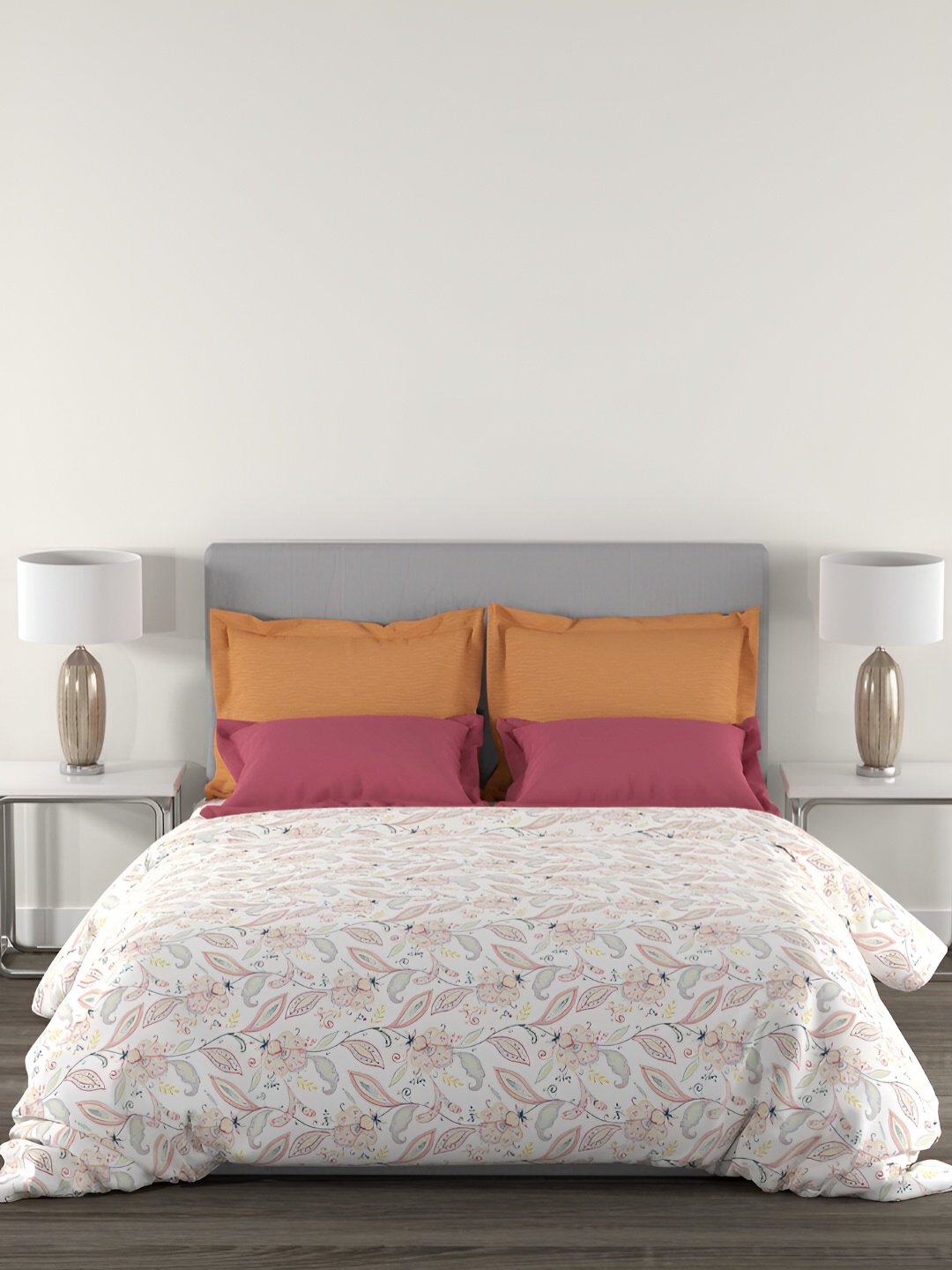 

MYTRIDENT Eden Garden Flat 144TC Queen Cotton 1 Bedsheet with 2 Pillow Covers, Pink